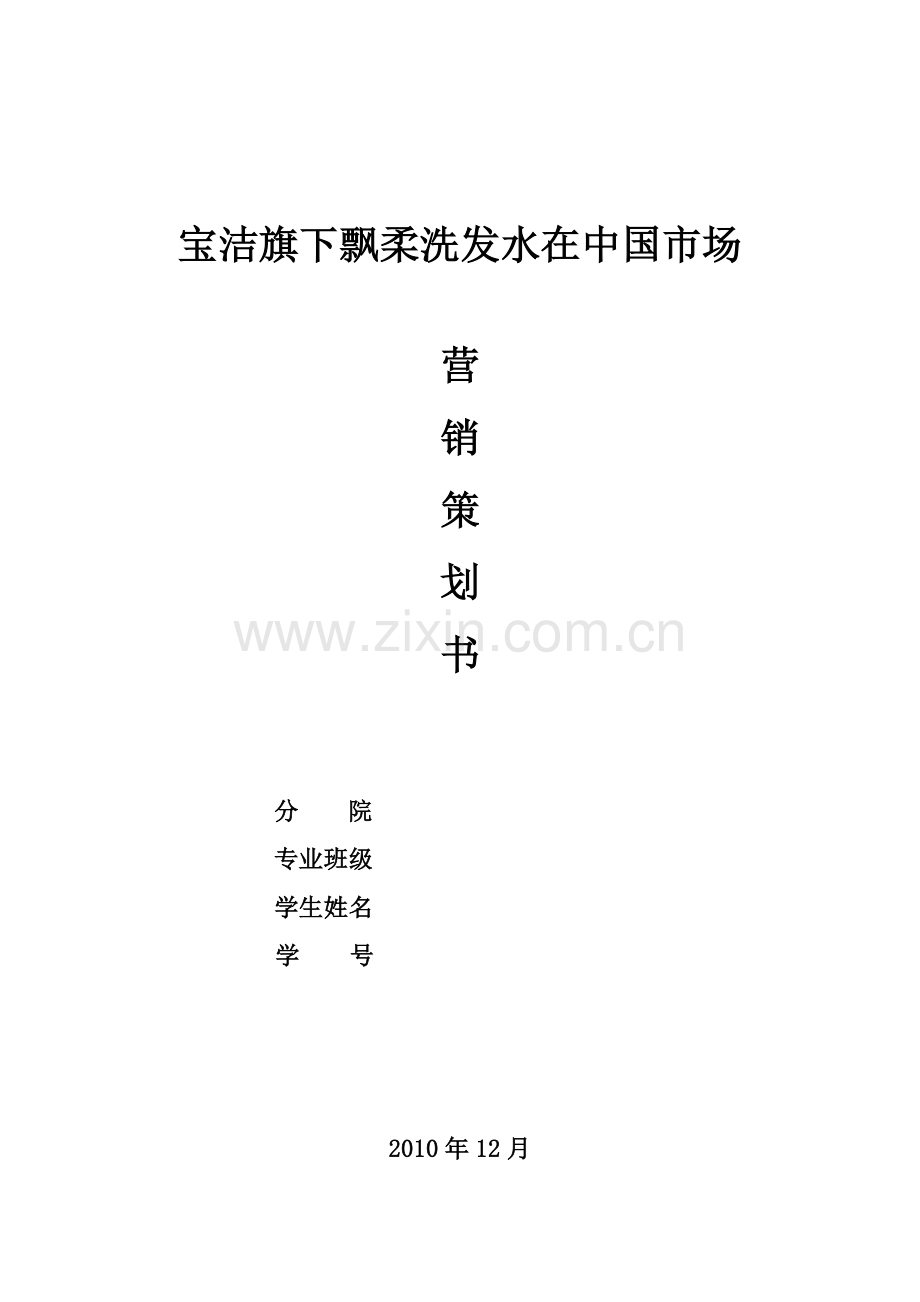 洗发水在中国市场营销策划.docx_第1页