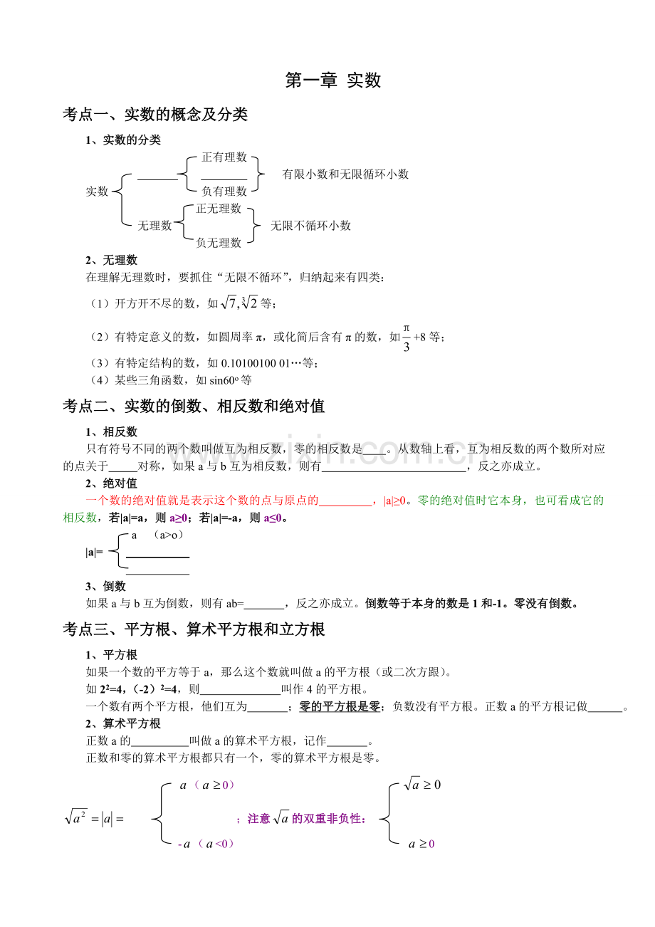 2018初中数学知识点总结.doc_第1页
