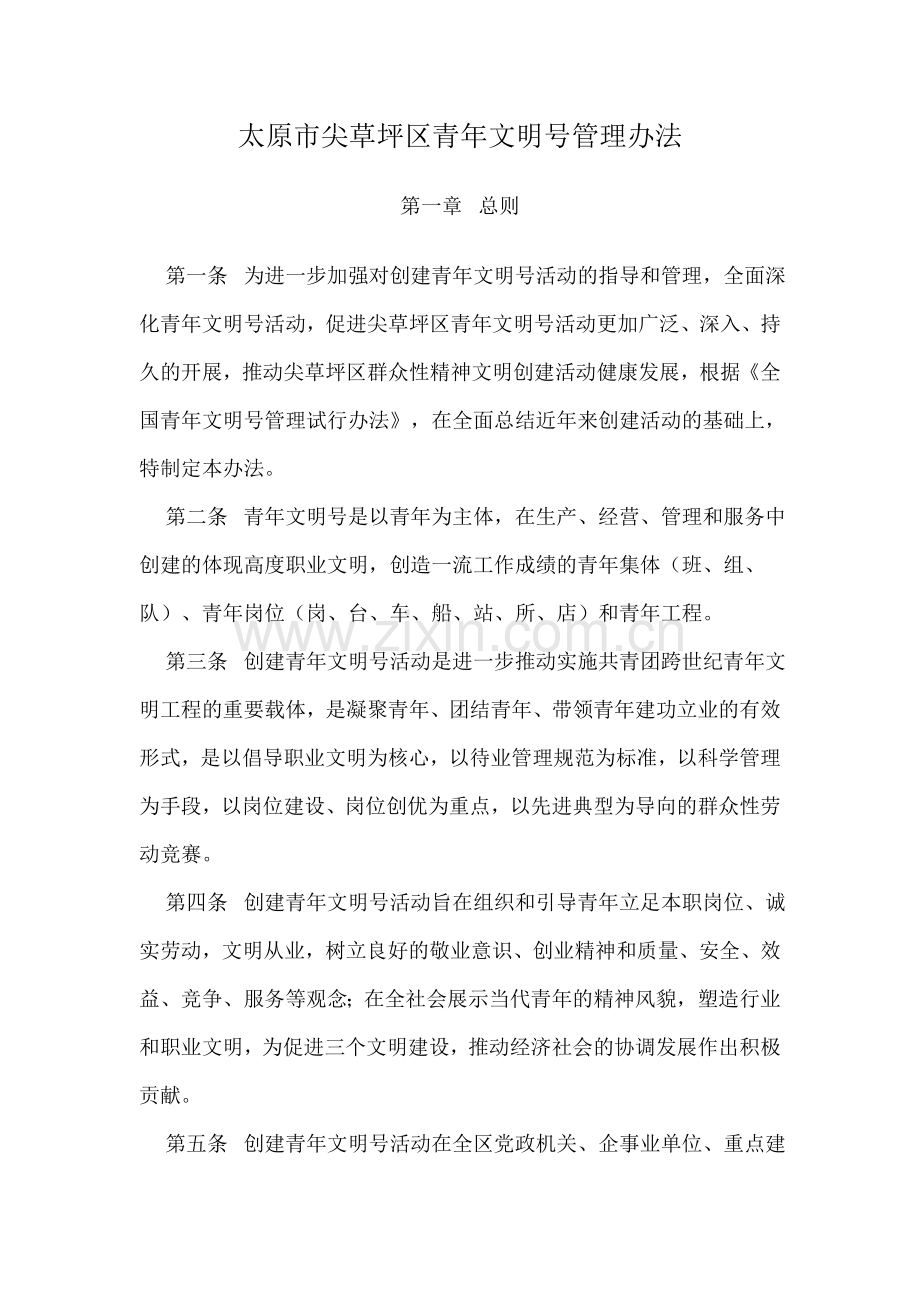 太原市尖草坪区青年文明号管理办法.doc_第1页