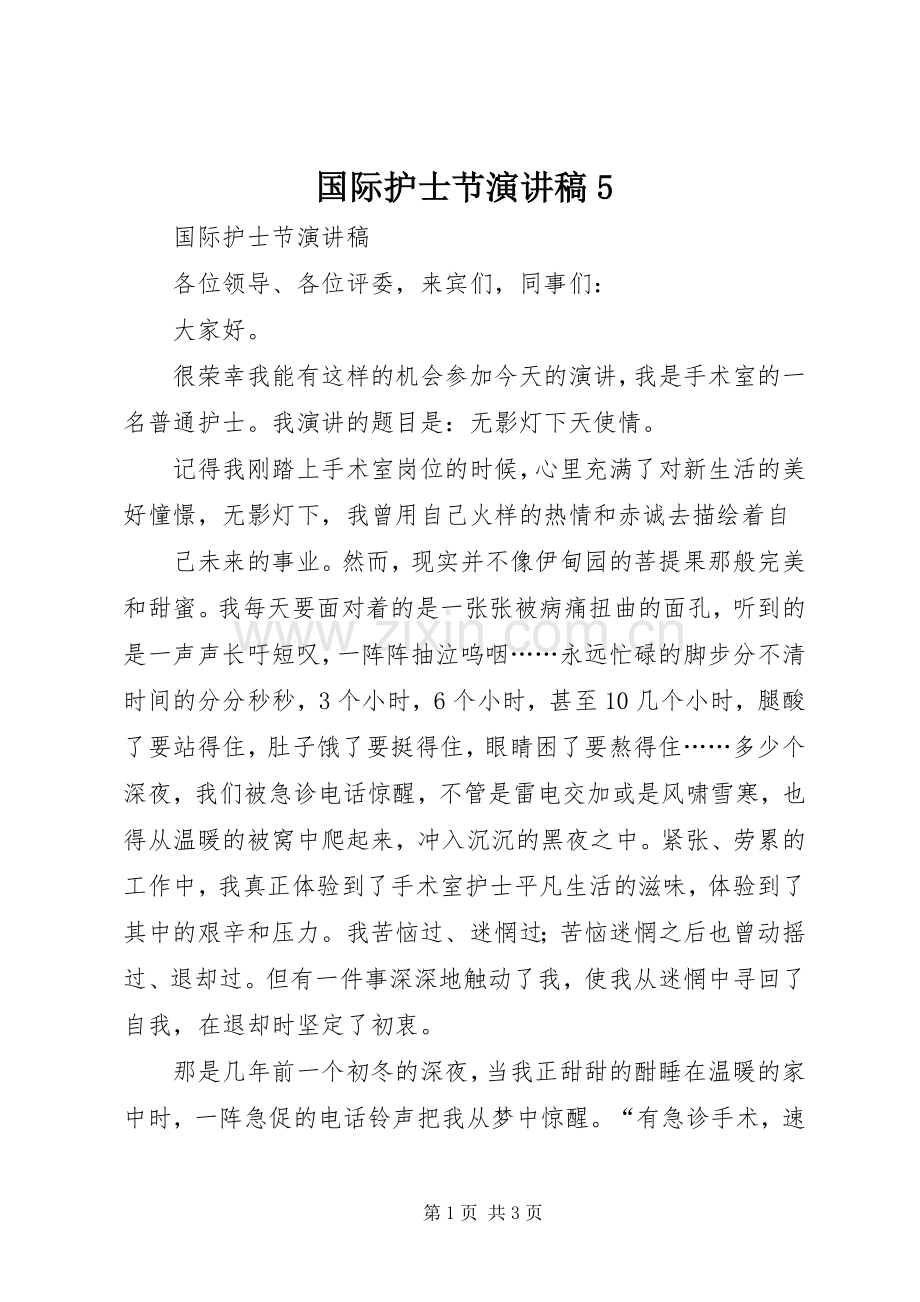国际护士节演讲致辞5.docx_第1页