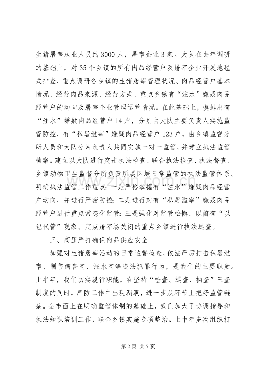 XX年动物卫生监督执法大队上半年工作总结.docx_第2页