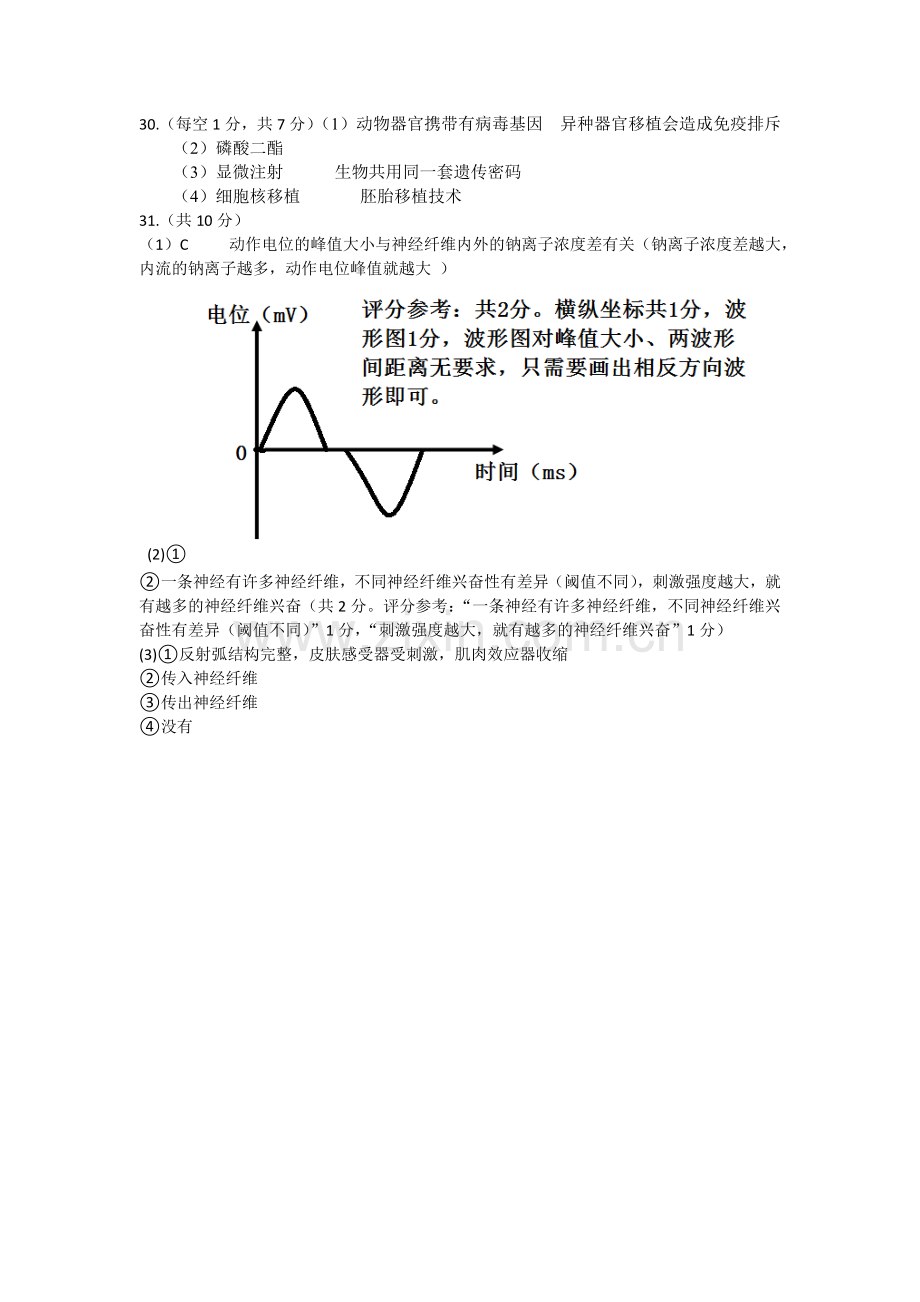 2019-11-16湖丽衢三地市教学质量检测2019生物答案.docx_第2页