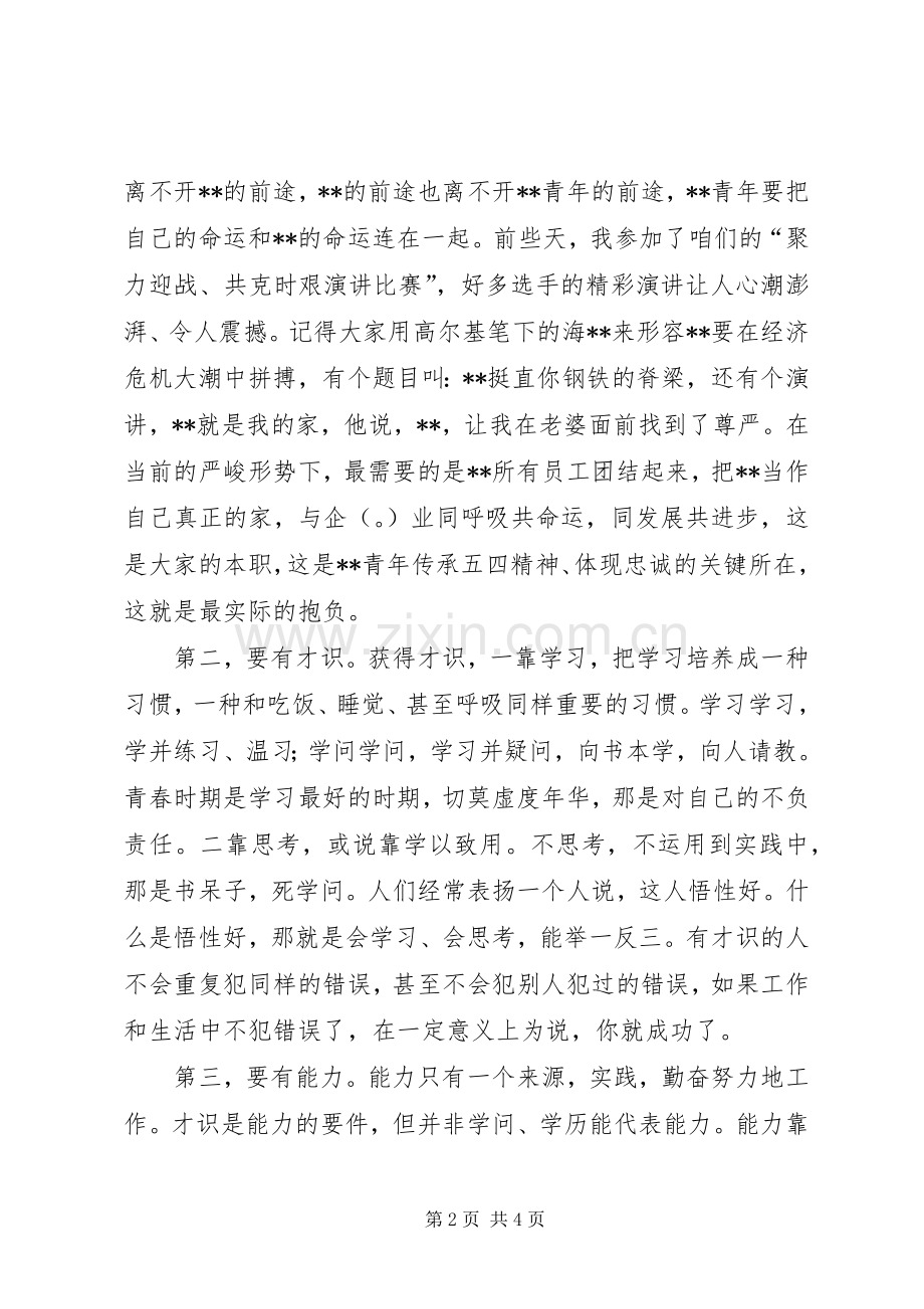 在公司五四总结表彰大会上的讲话.docx_第2页