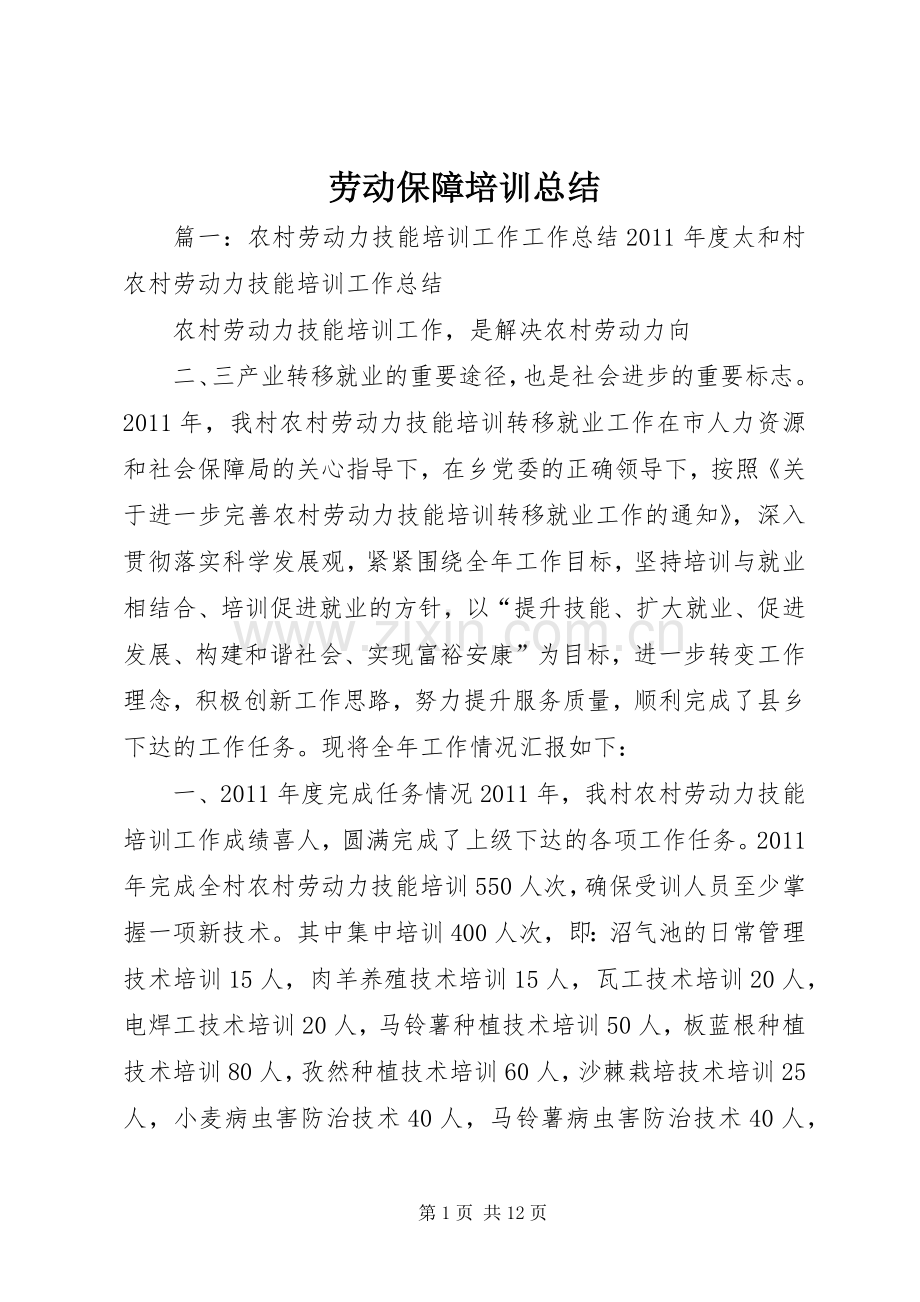 劳动保障培训总结_1.docx_第1页