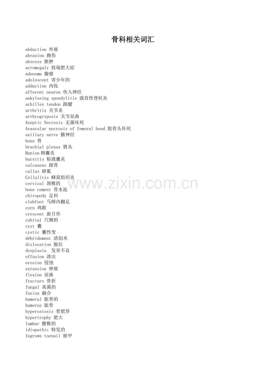 骨科专业英语.doc_第1页