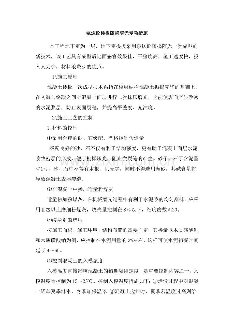 泵送砼楼板随捣随光专项措施.doc_第1页