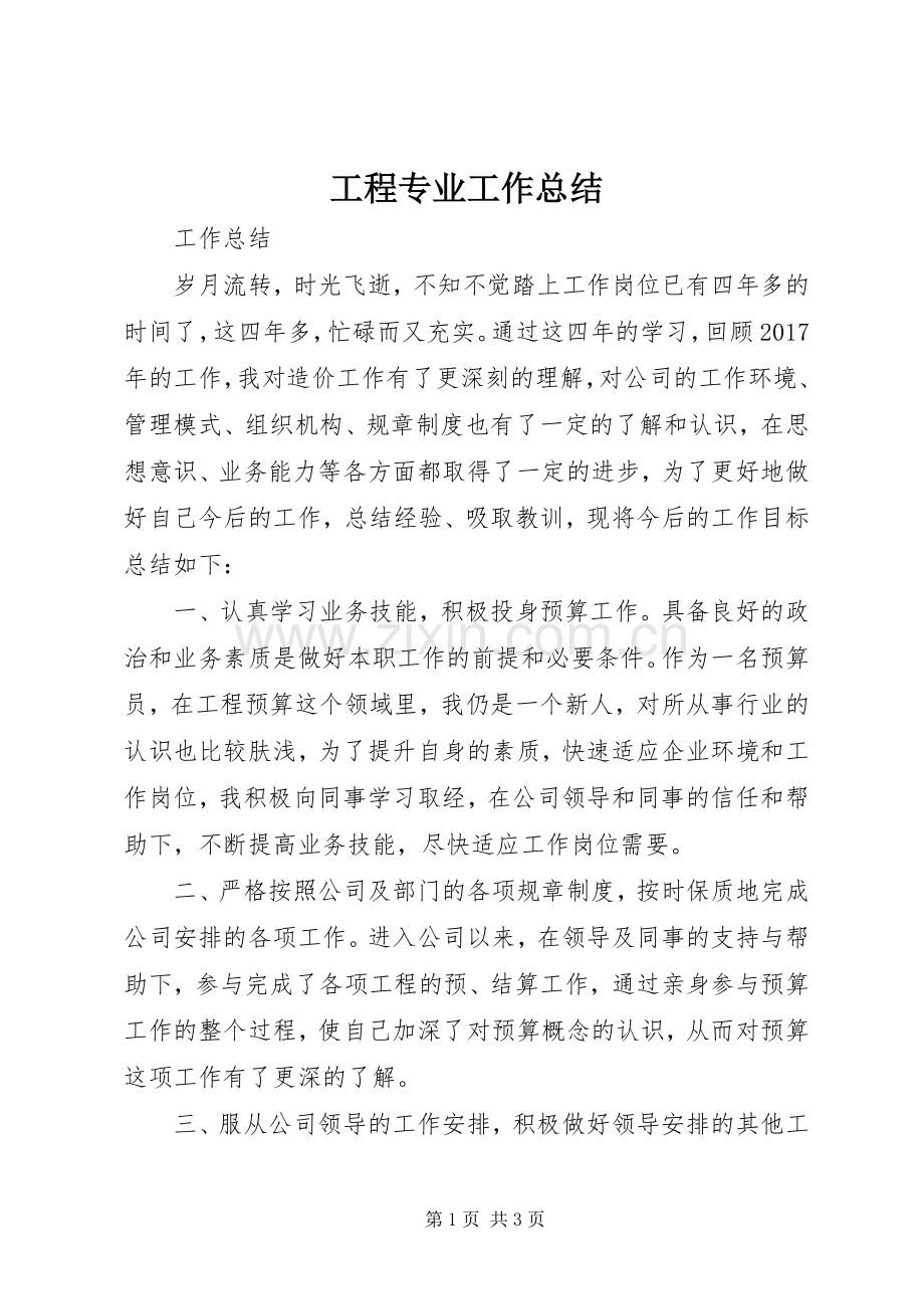 工程专业工作总结.docx_第1页