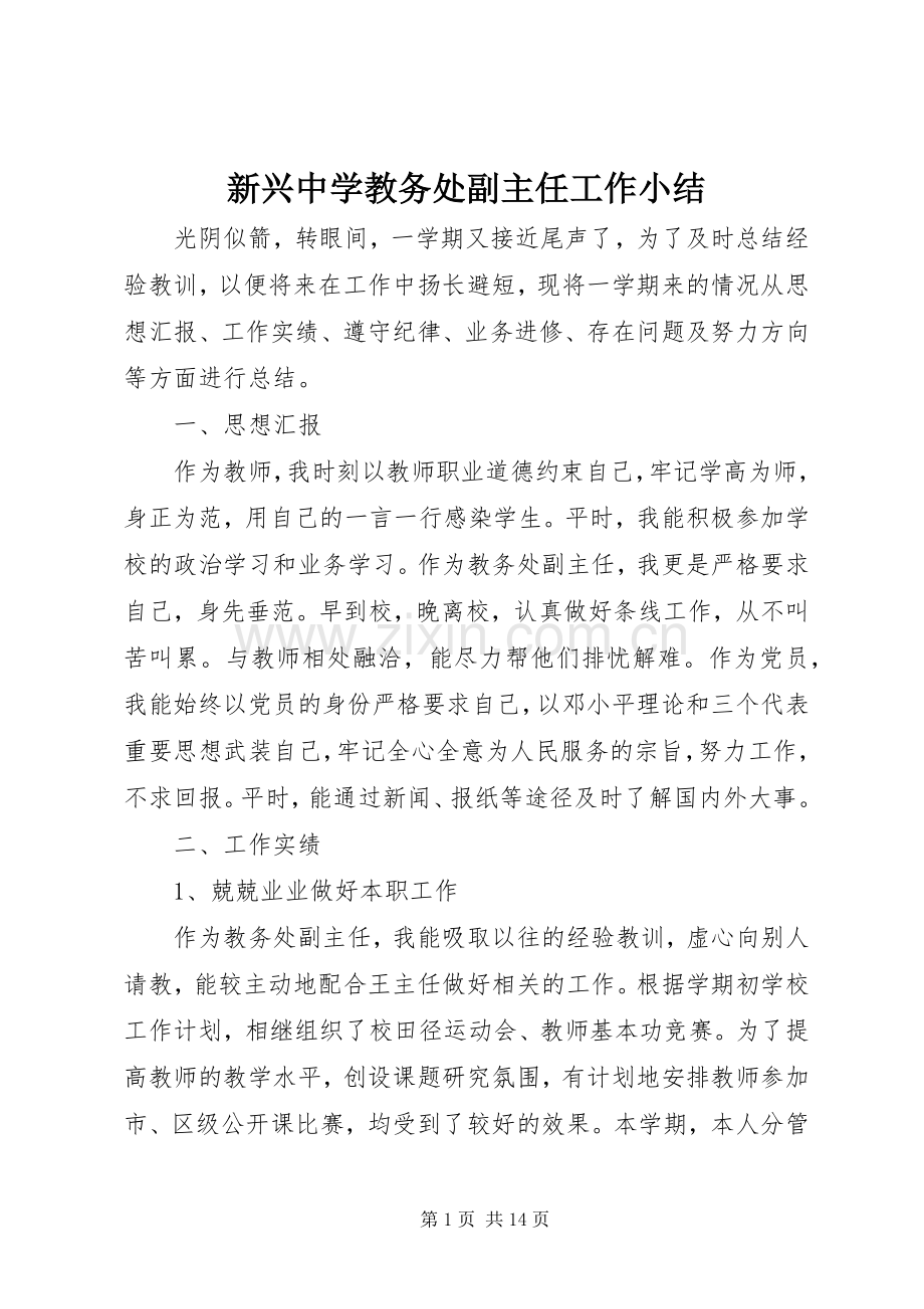 新兴中学教务处副主任工作小结.docx_第1页