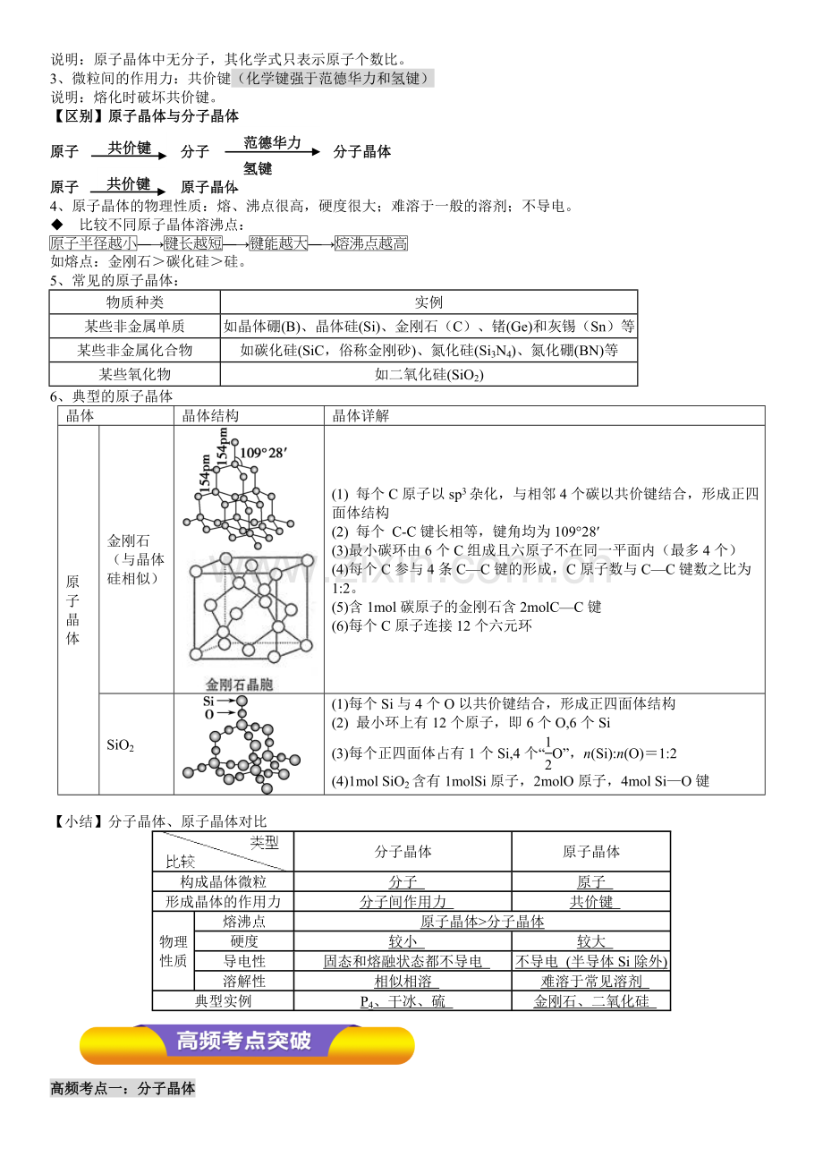 选修3专题八：分子晶体原子晶体.doc_第2页