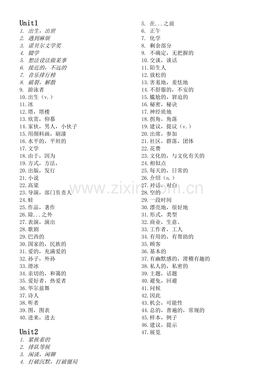 鲁教版八下Unit1---4生词表.docx_第1页