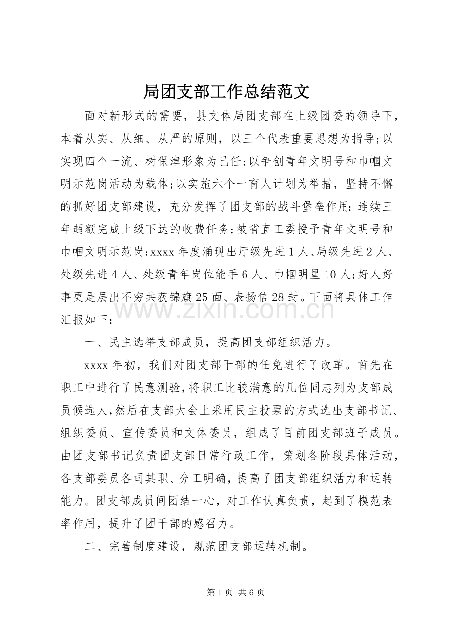 局团支部工作总结范文.docx_第1页