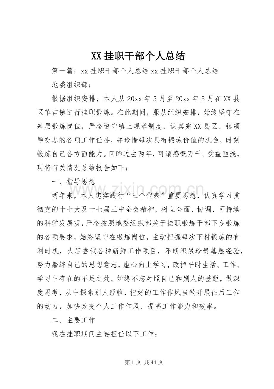 XX挂职干部个人总结.docx_第1页