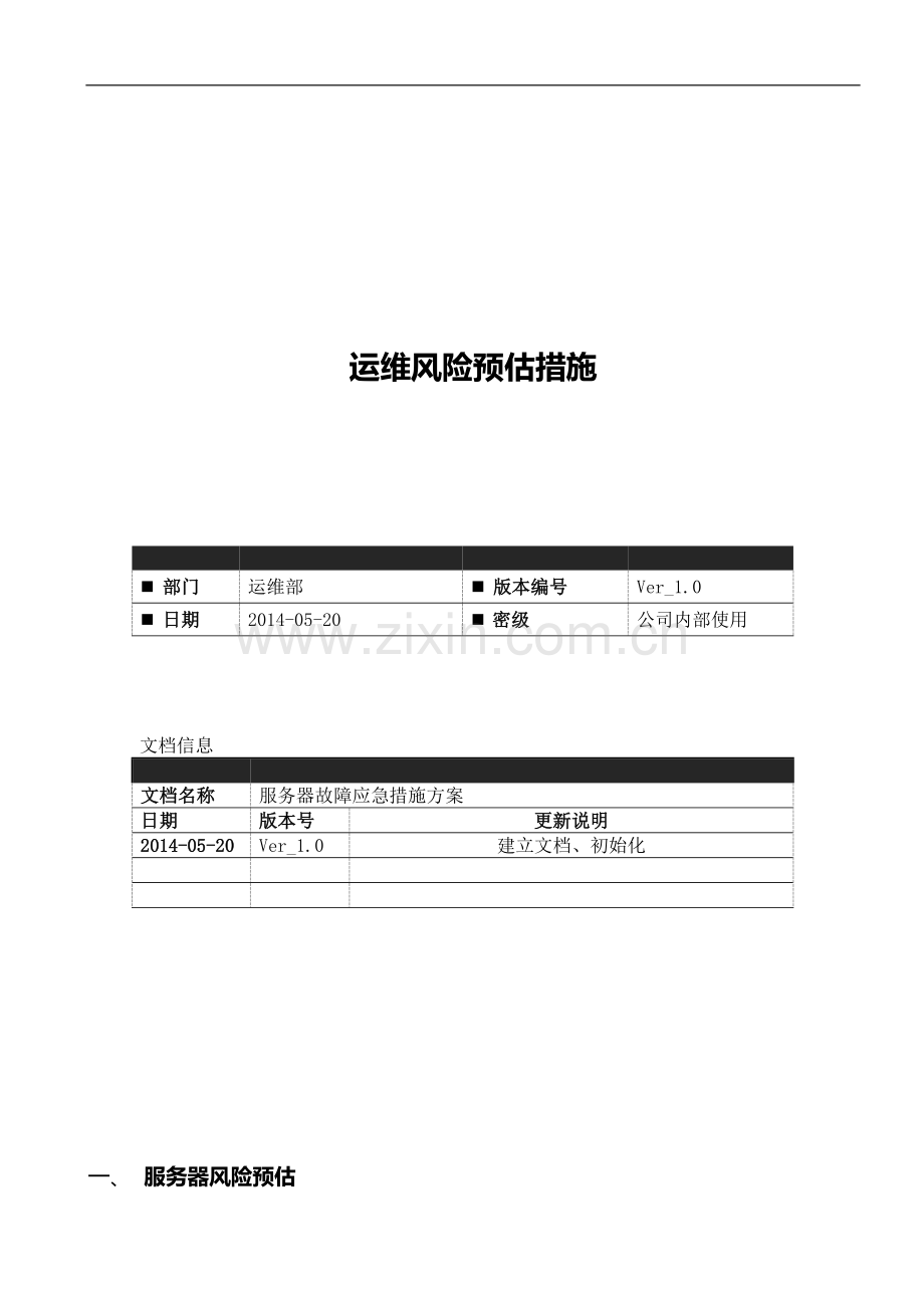 运维风险预估措施.docx_第1页