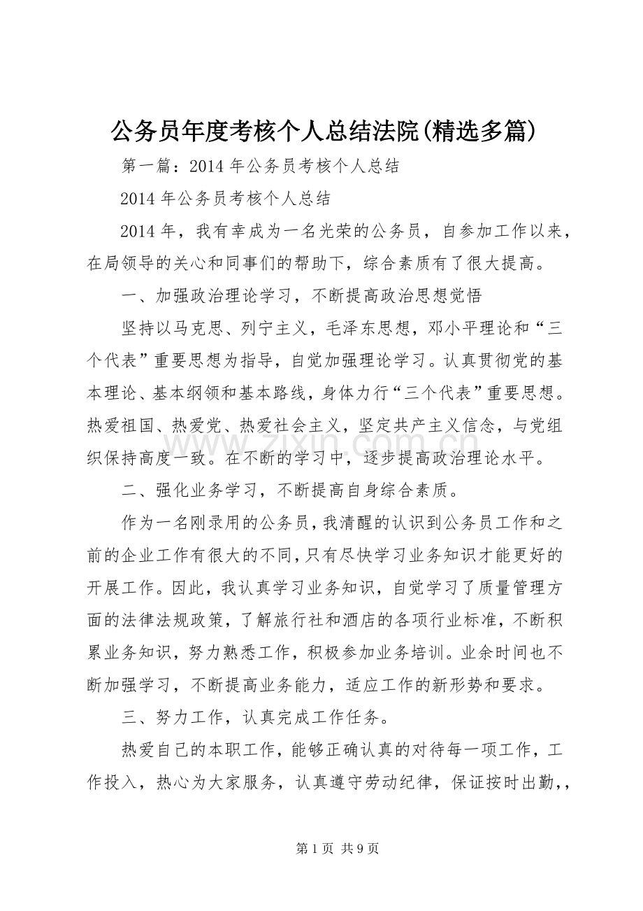 公务员年度考核个人总结法院(多篇).docx_第1页