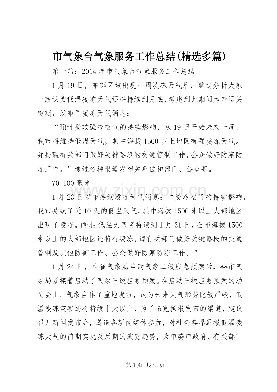 市气象台气象服务工作总结(多篇).docx_第1页