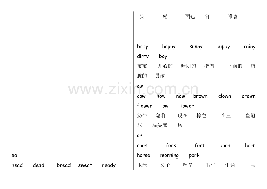 自然拼读元音字母组合及单词.doc_第2页