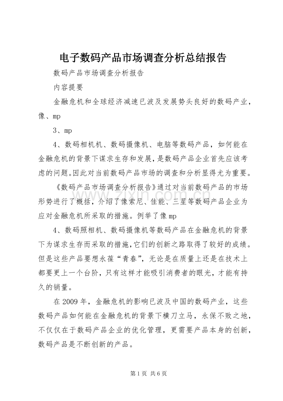 电子数码产品市场调查分析总结报告.docx_第1页