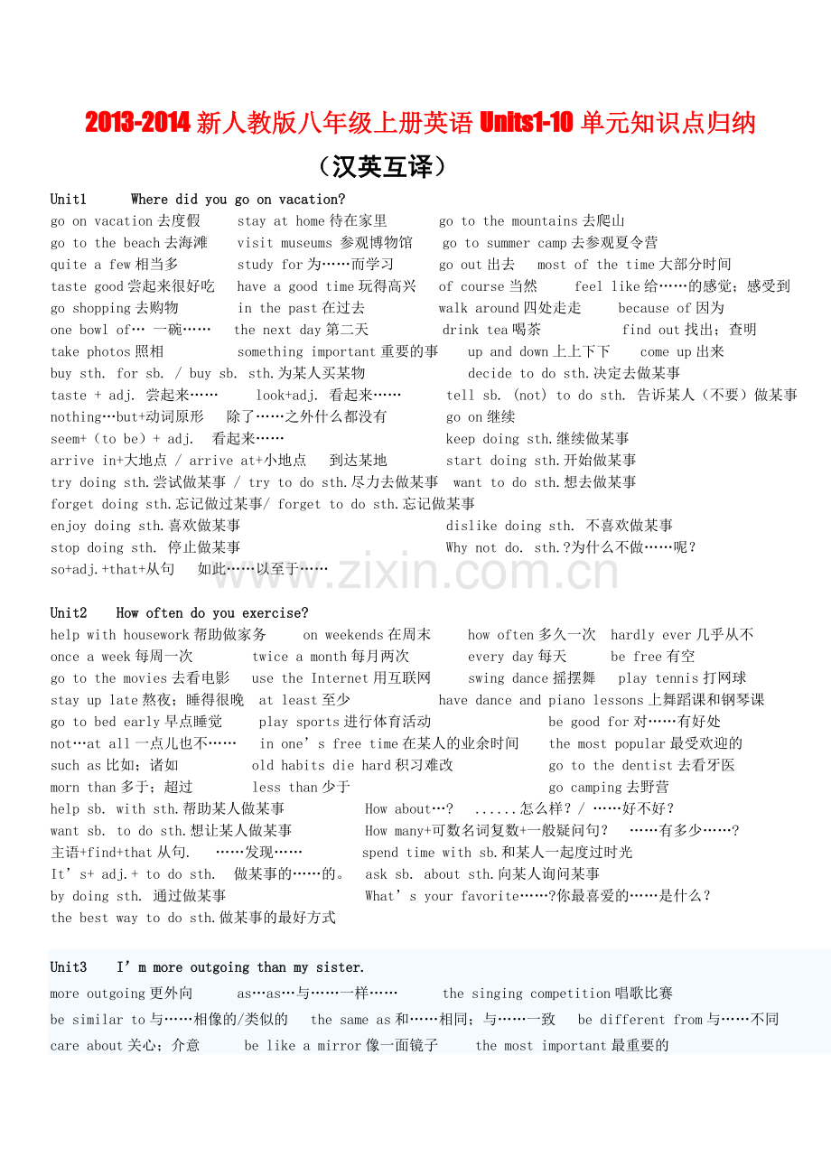 八上册Units_1-10单元知识点归纳_.doc_第1页