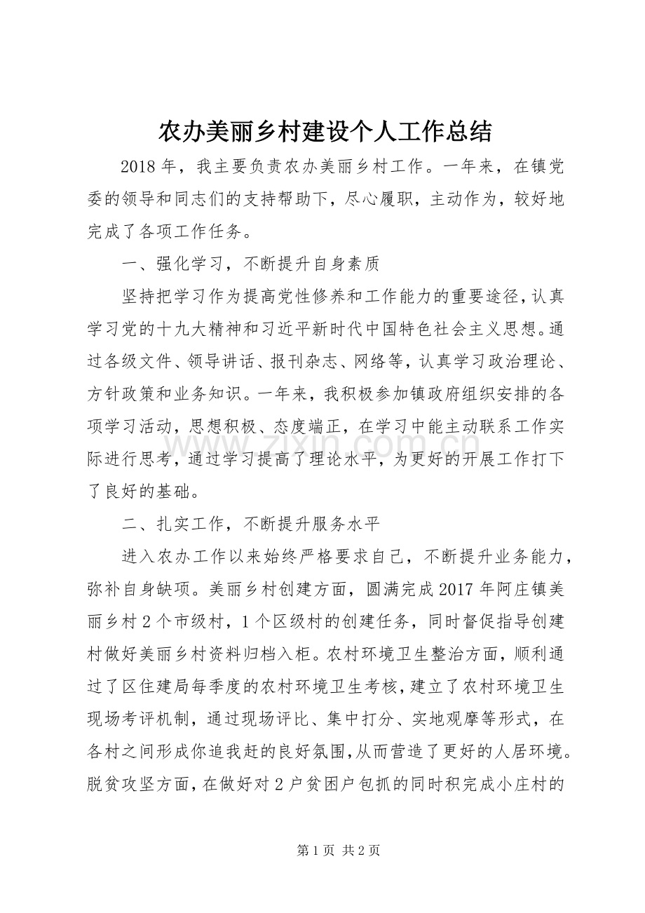 农办美丽乡村建设个人工作总结.docx_第1页