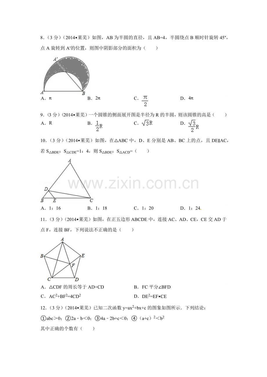 山东省莱芜市中考数学试卷（含解析版）.pdf_第2页