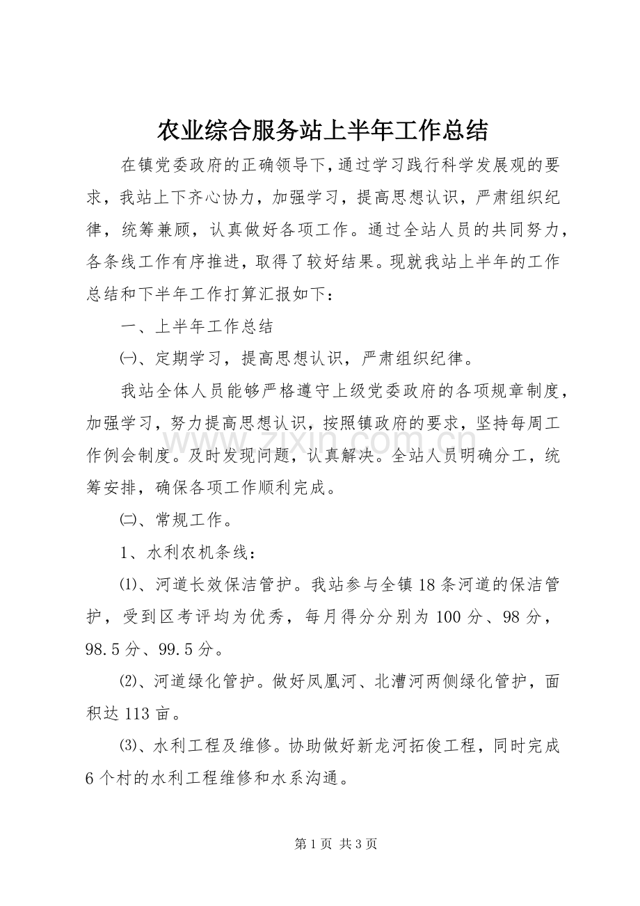 农业综合服务站上半年工作总结.docx_第1页