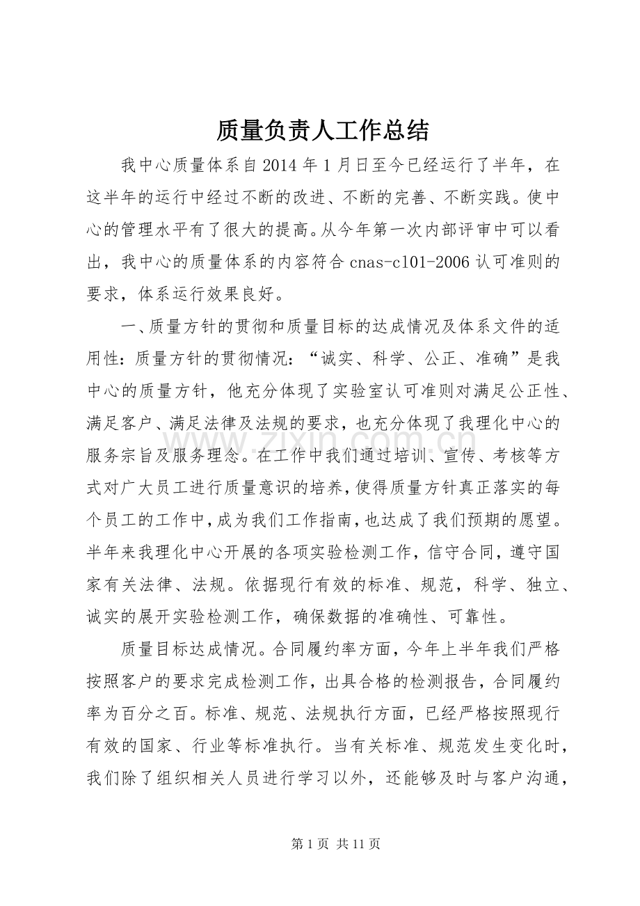 质量负责人工作总结_1.docx_第1页
