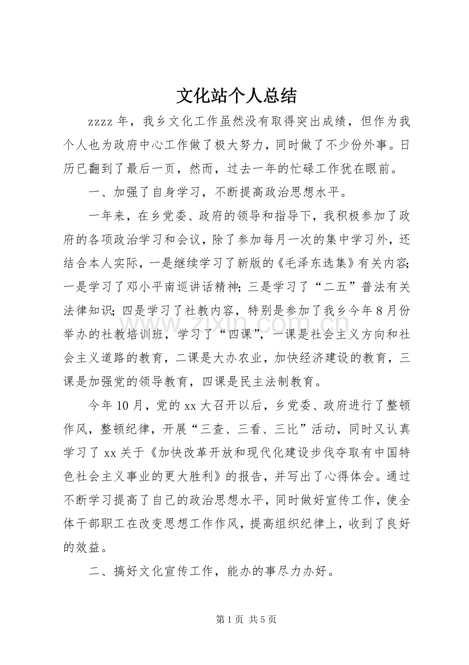 文化站个人总结 .docx_第1页