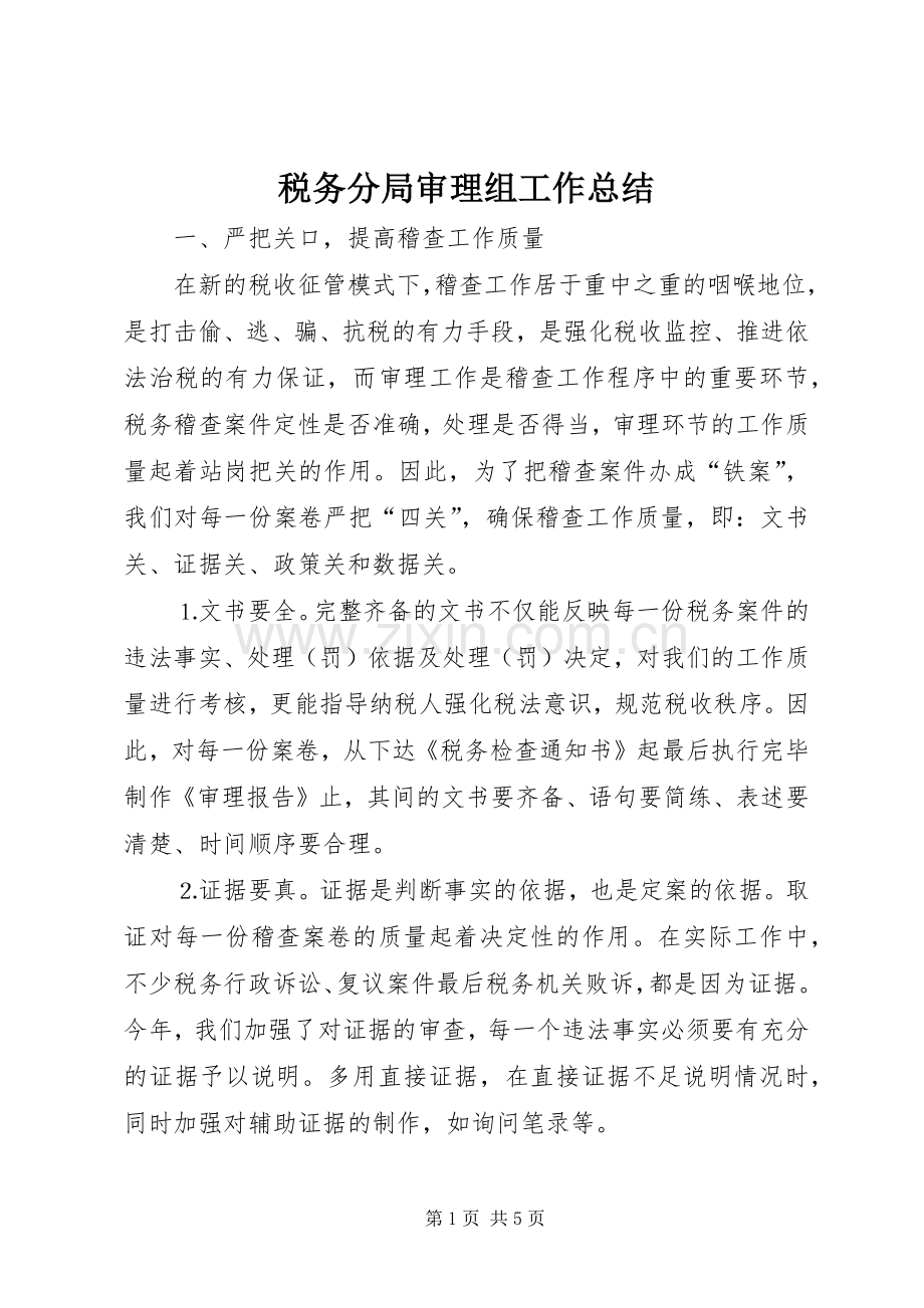 税务分局审理组工作总结 .docx_第1页
