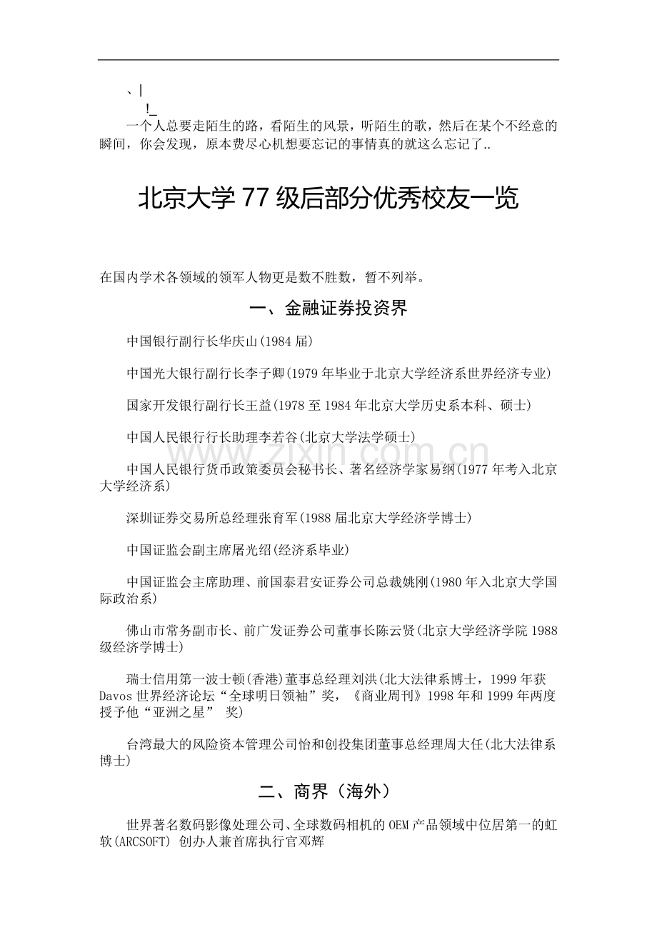 Cfzdqia_a北京大学77级后部分优秀校友一览.doc_第1页
