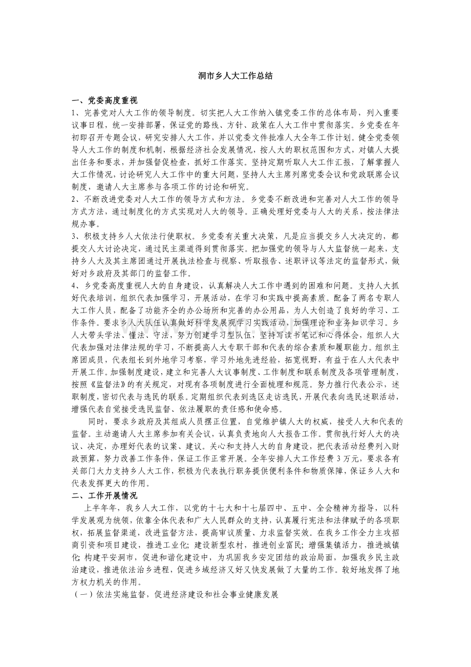 洞市乡人大工作总结.doc_第1页