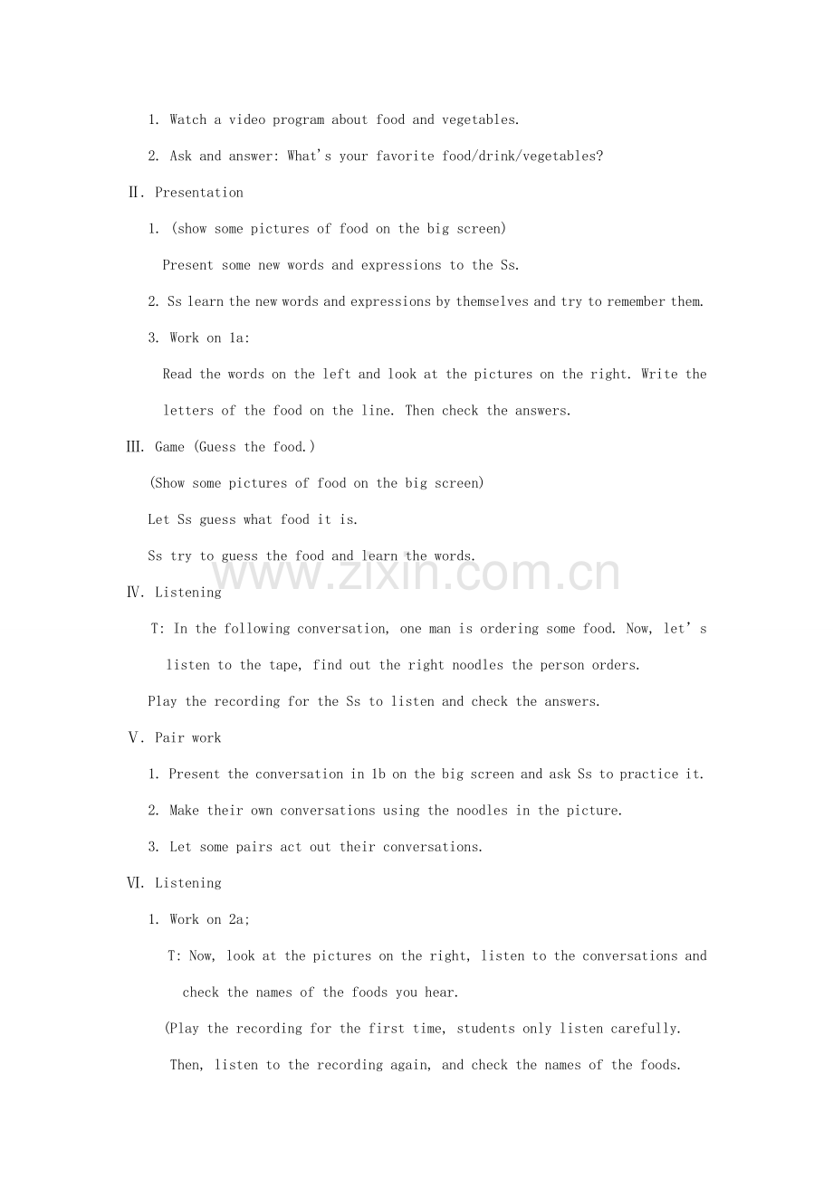 七年级英语下册 Unit 10I’d like some noodles Section A（1a-2d）教案（新版）人教新目标版-（新版）人教新目标版初中七年级下册英语教案.doc_第2页