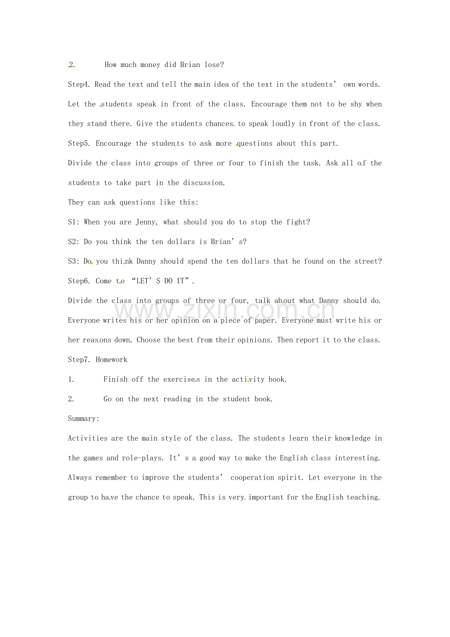 九年级英语下册 Lesson 25 Talk! Don’t fight英文教案 冀教版.doc_第2页