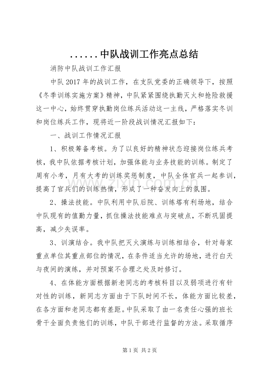 ......中队战训工作亮点总结_第1页