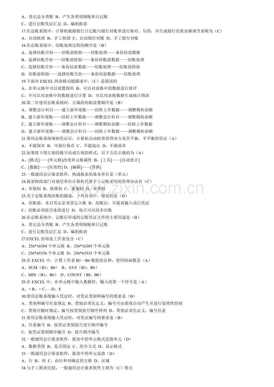 会计电算化考试试题_(XXXX).docx_第2页