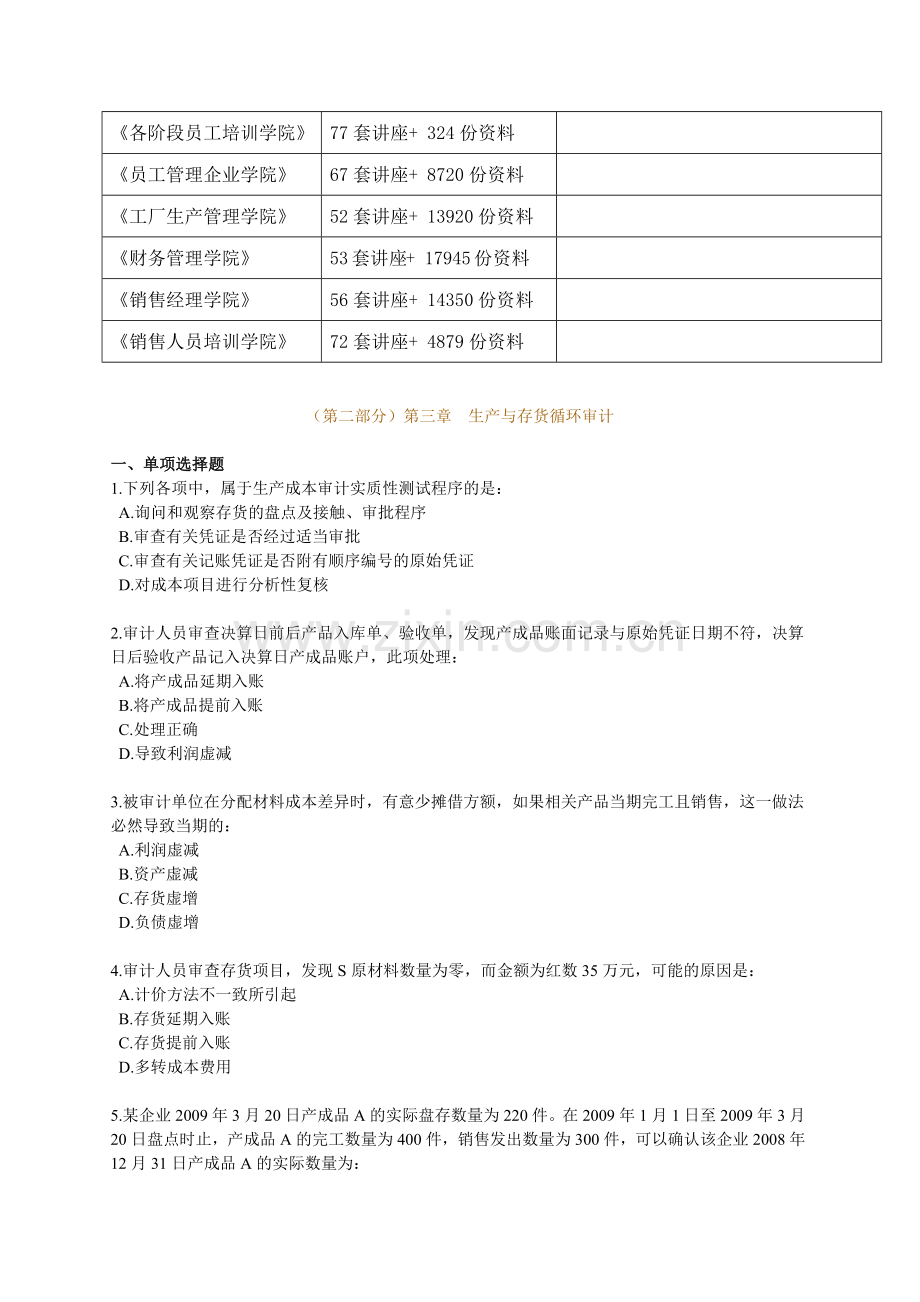 生产与存货循环审计考试试题.docx_第2页
