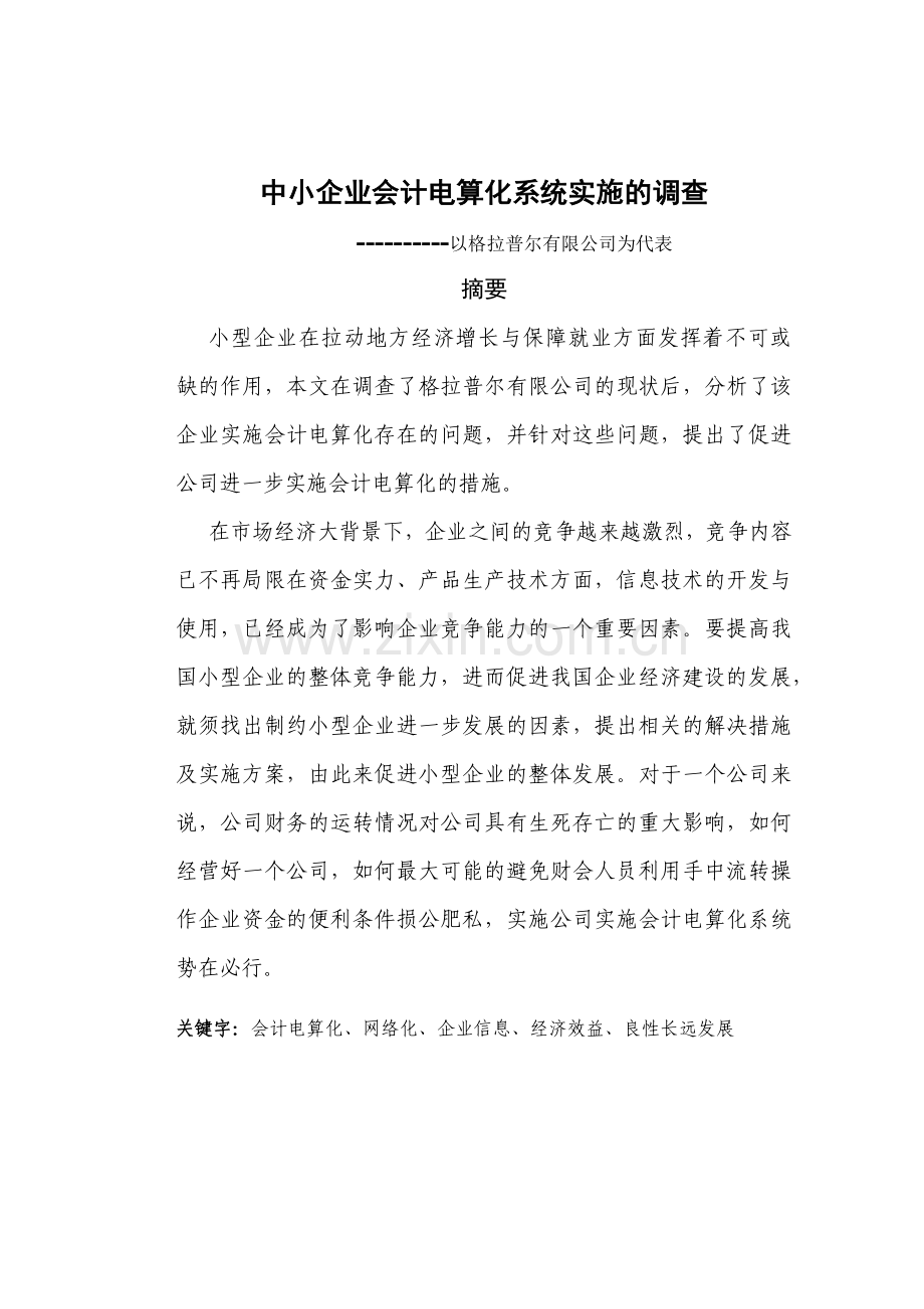 中小企业会计电算化系统实施的调查.docx_第1页