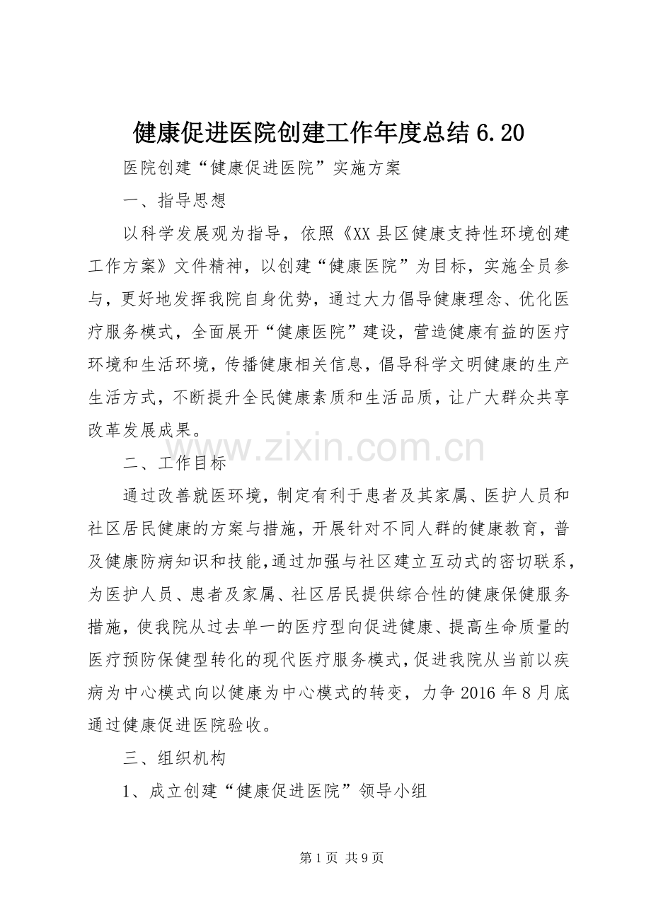 健康促进医院创建工作年度总结6.20 (4).docx_第1页