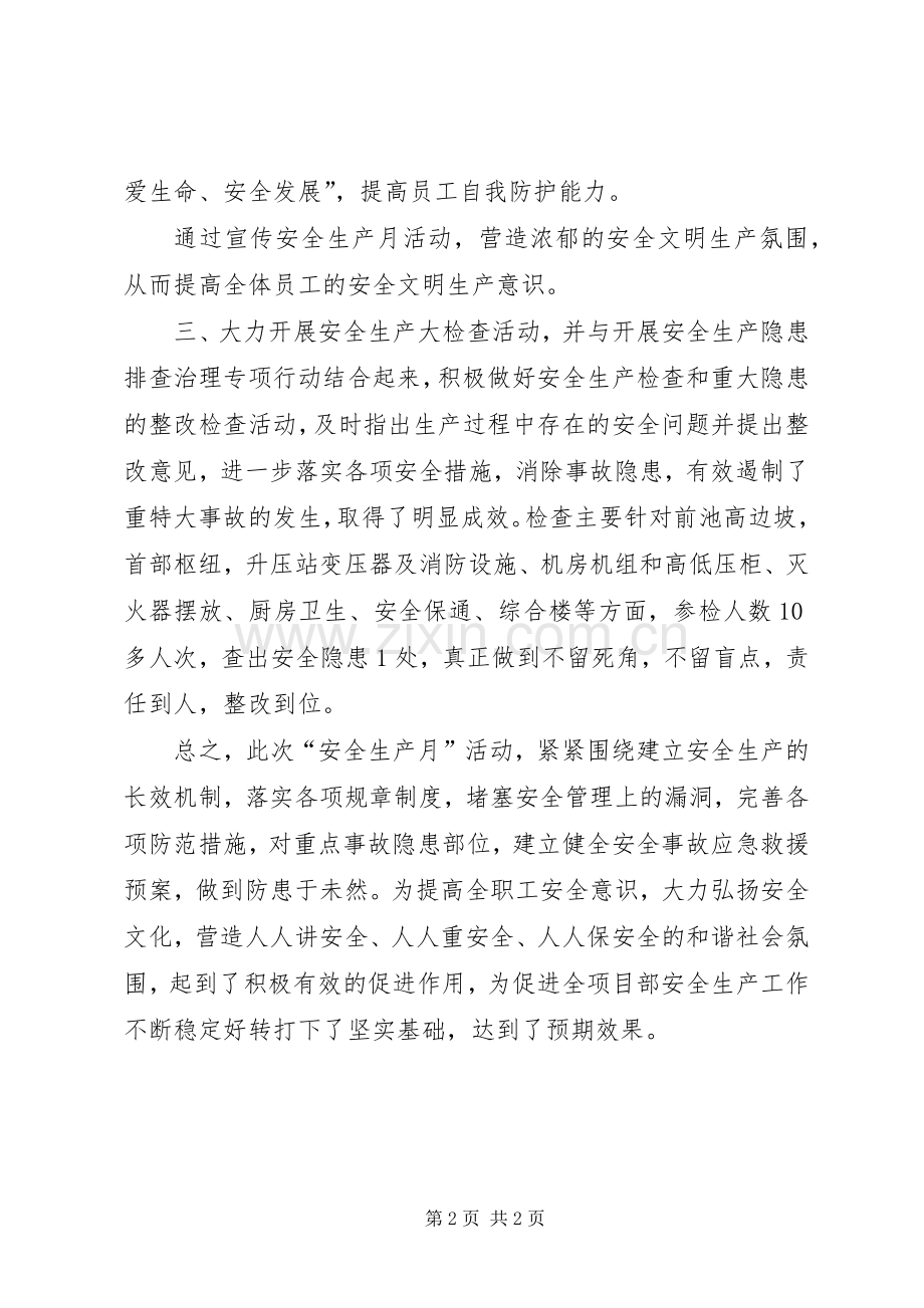 电站安全生产月活动工作总结 .docx_第2页