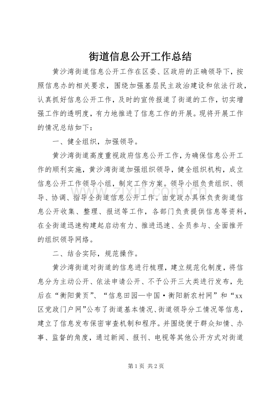 街道信息公开工作总结 .docx_第1页