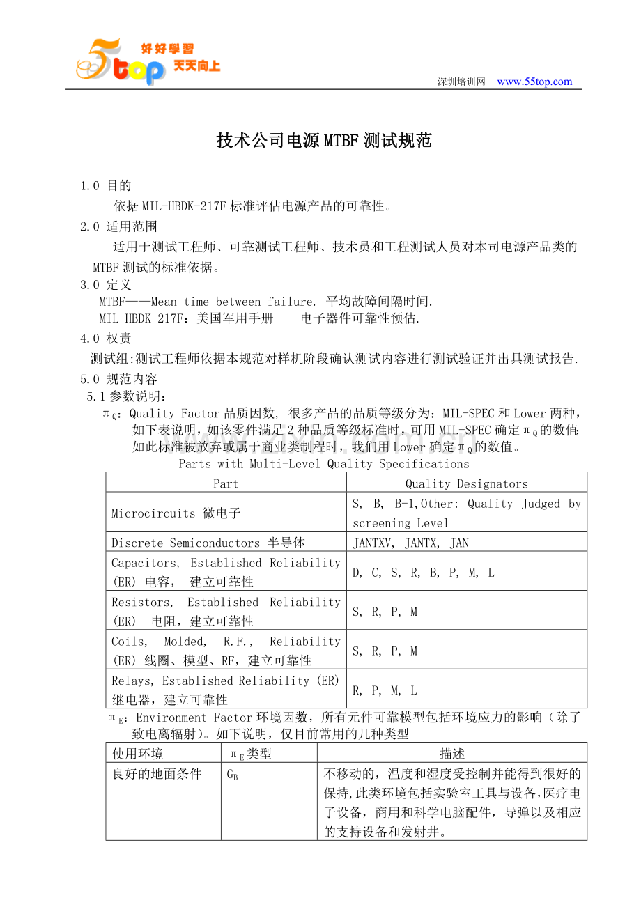 技术公司电源MTBF测试规范.doc_第1页