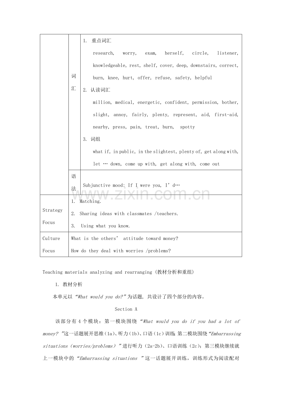 九年级英语上册 Unit 4 What would you do》教案 人教新目标版.doc_第2页