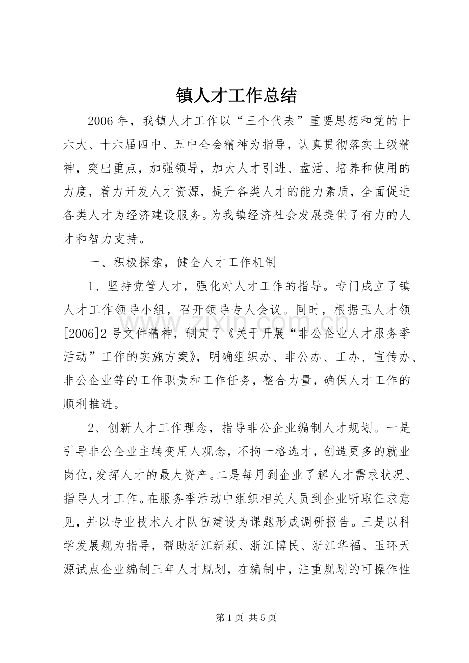 镇人才工作总结 .docx_第1页