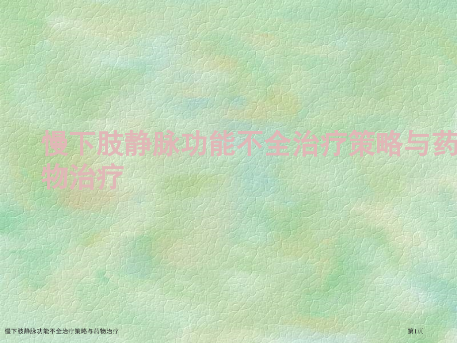 慢下肢静脉功能不全治疗策略与药物治疗.pptx_第1页