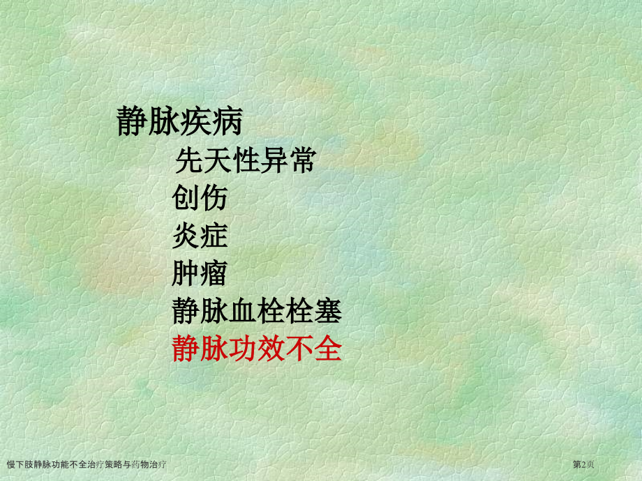 慢下肢静脉功能不全治疗策略与药物治疗.pptx_第2页