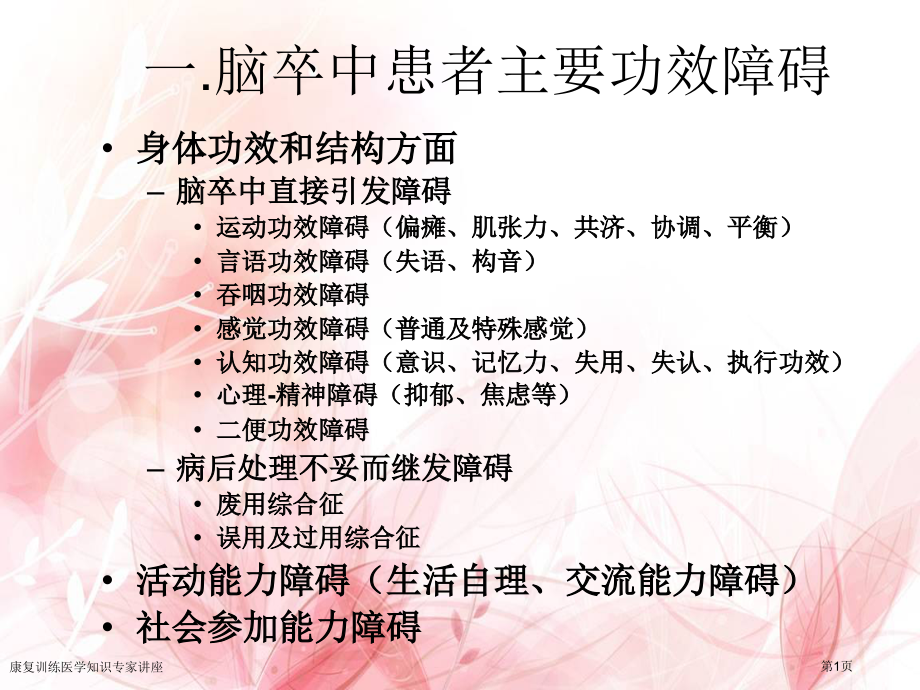 康复训练医学知识专家讲座.pptx_第1页