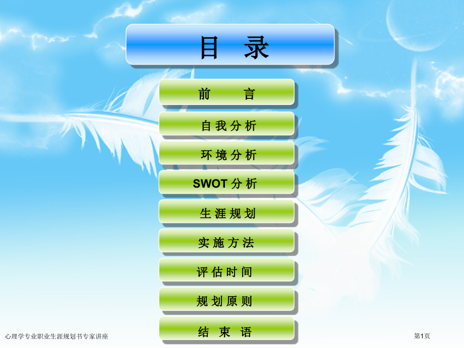 心理学专业职业生涯规划书专家讲座.pptx_第1页