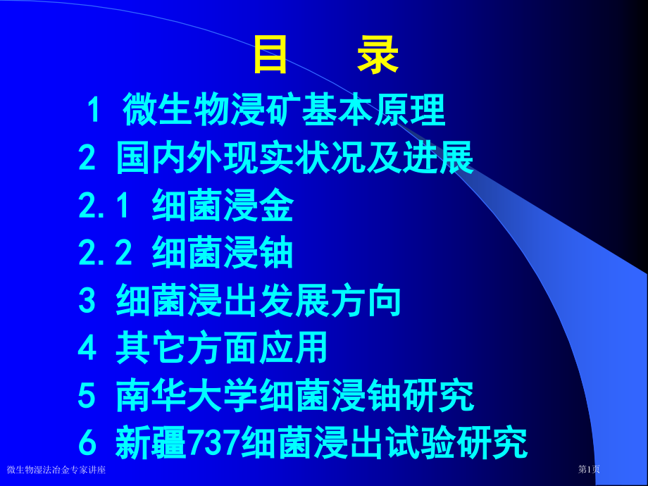 微生物湿法冶金专家讲座.pptx_第1页