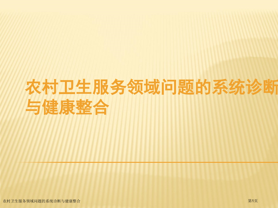 农村卫生服务领域问题的系统诊断与健康整合.pptx_第1页