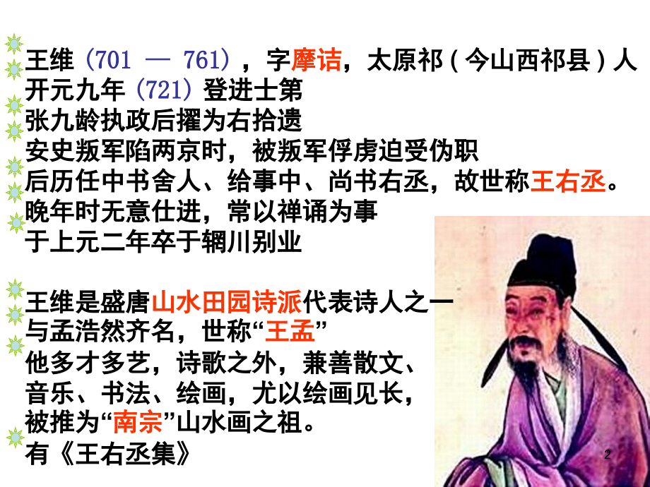 王维诗四首-王维(课堂PPT).ppt_第2页