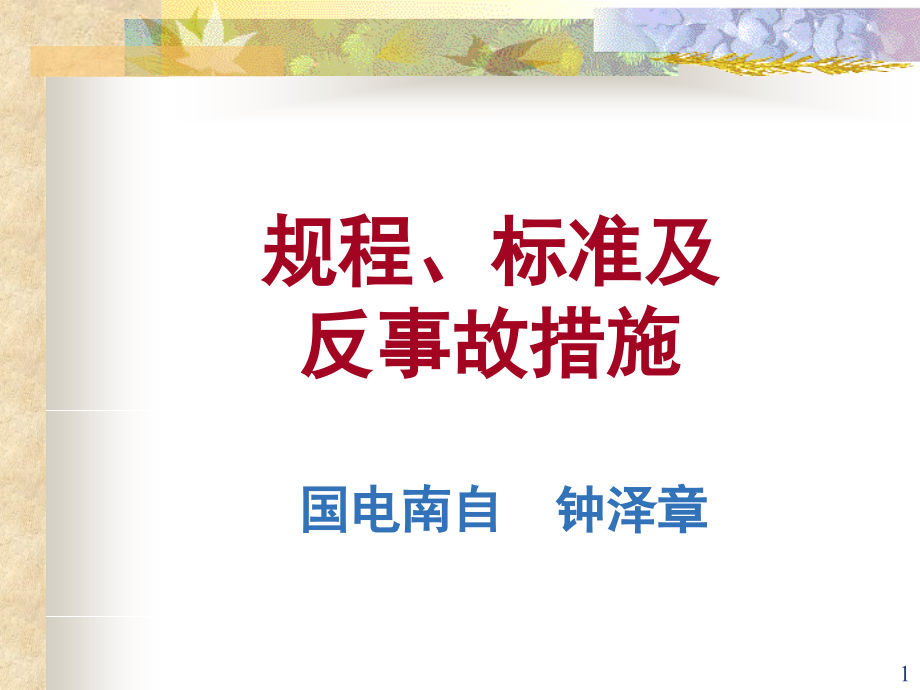 继电保护技术比武规程、标准及反措培训要点演示幻灯片.ppt_第1页